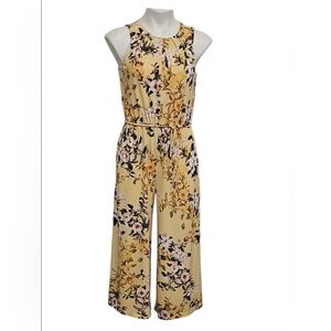 London Times Cream and Yellow Floral Jumpsuit